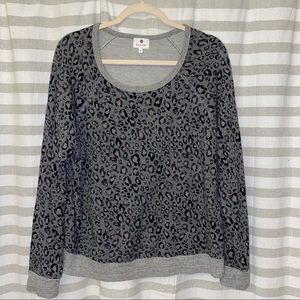 EUC sundry black & gray leopard print terry cloth sweatshirt Sz 3 / Sz L